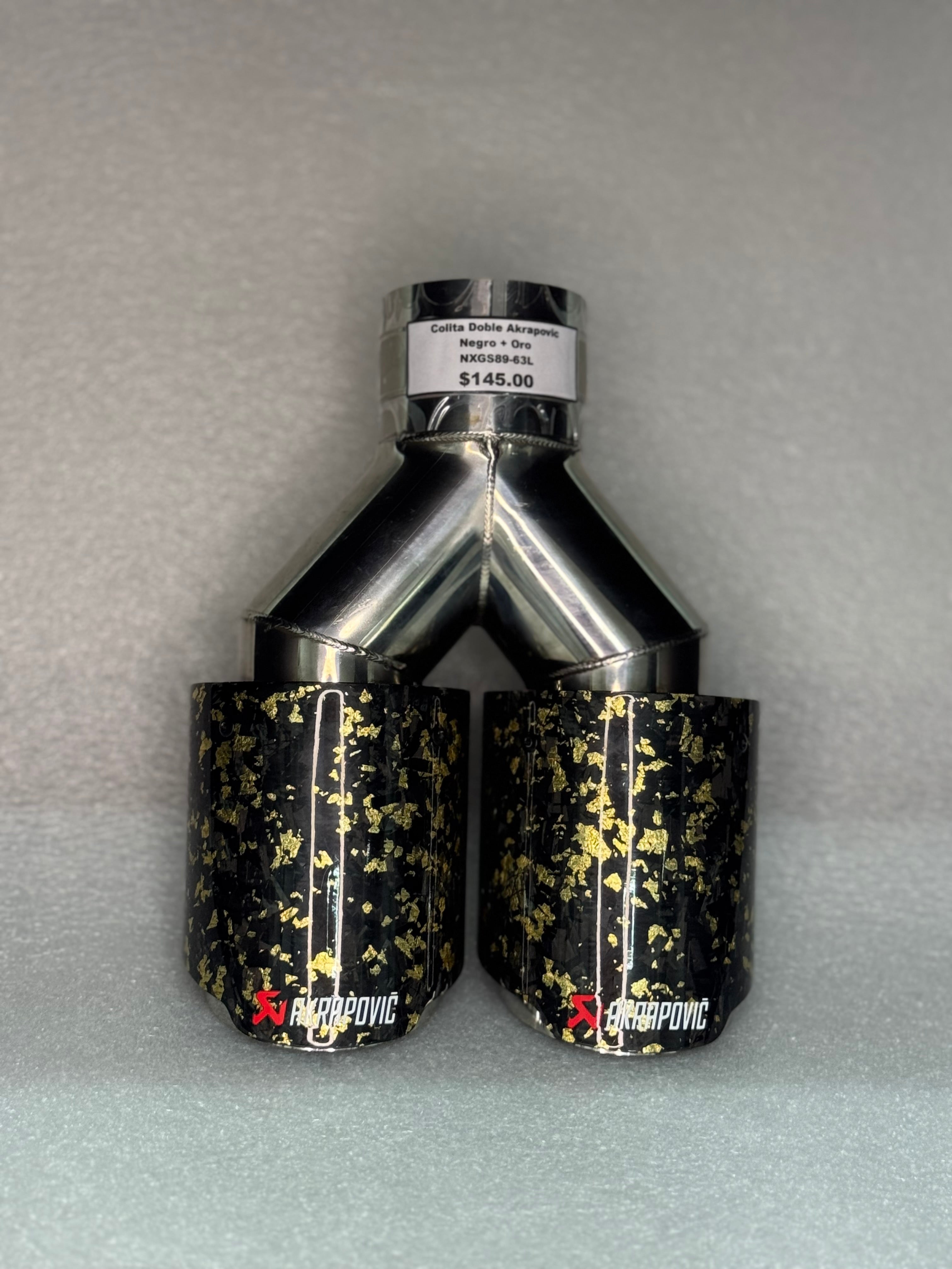 Cola doble Akrapovic negro/oro