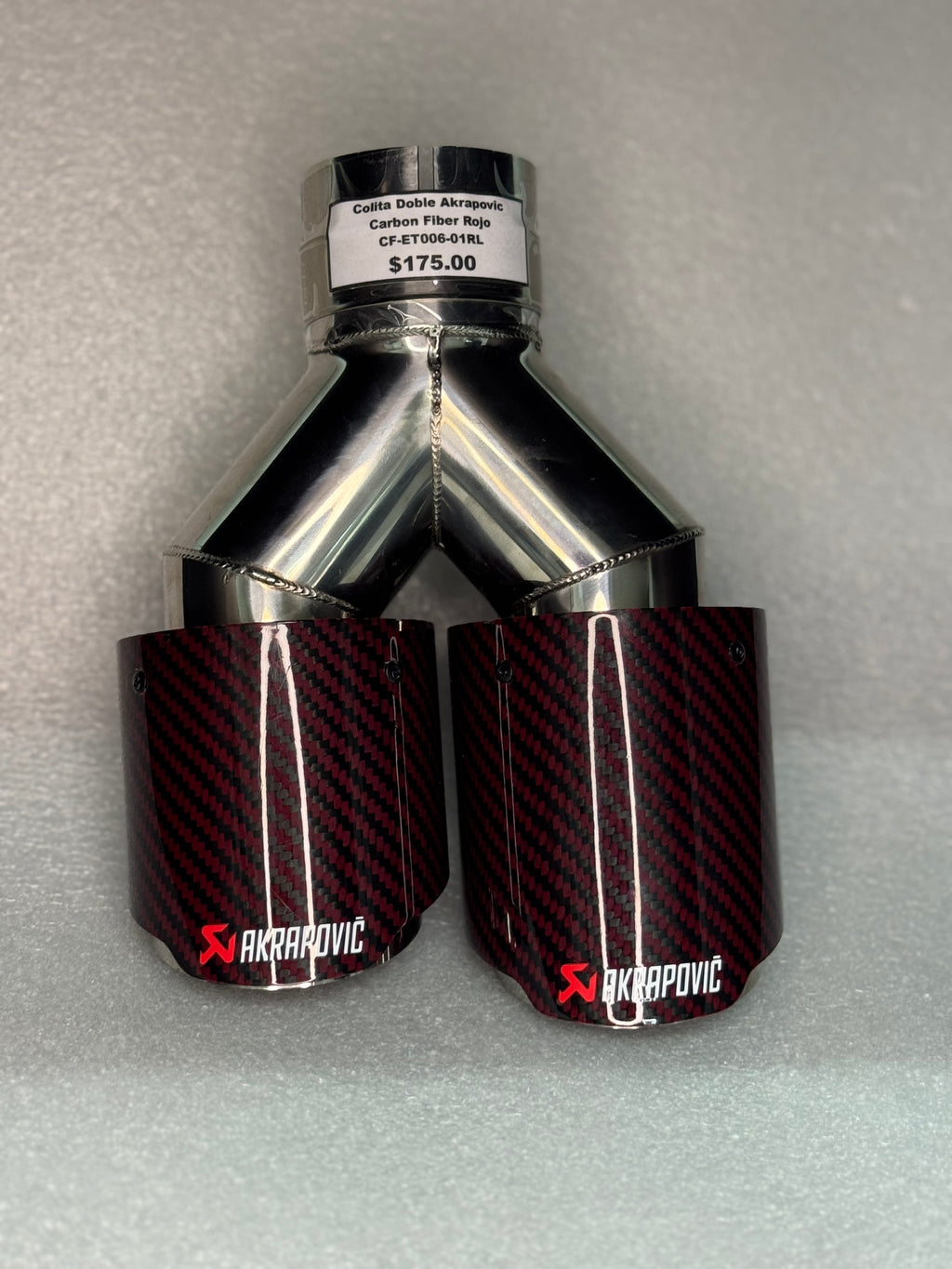 Cola doble Akrapovic carbon/rojo