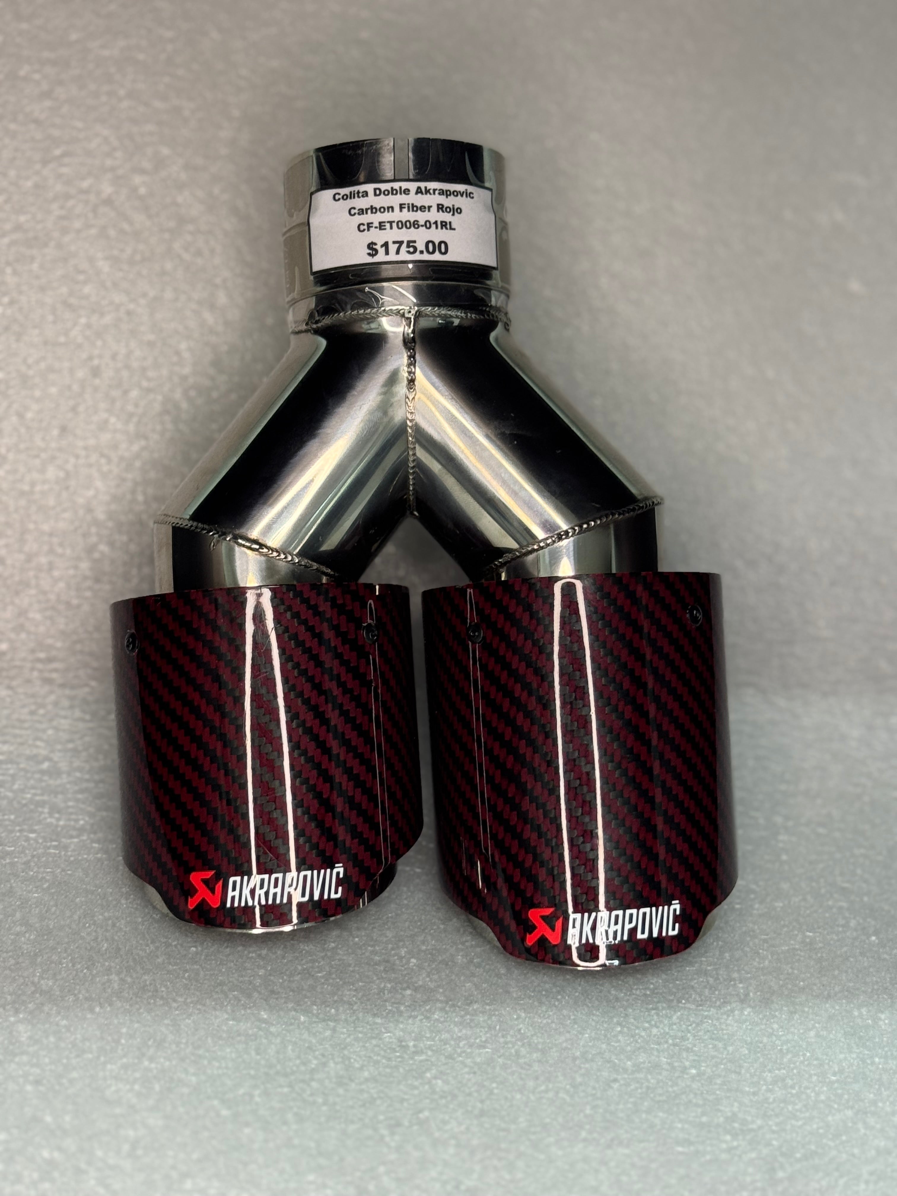 Cola doble Akrapovic carbon/rojo