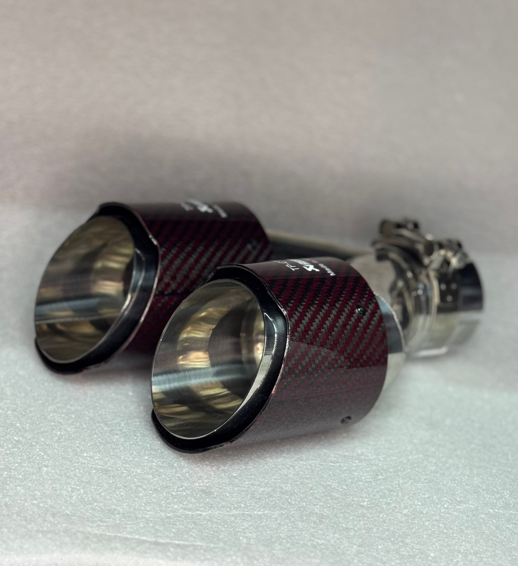 Cola doble Akrapovic carbon/rojo